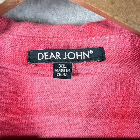 Dear John Plaid Womens Sz XL Red Ombre Button Shirt Roll Tab Cowgirl Flannel - Picture 4 of 10